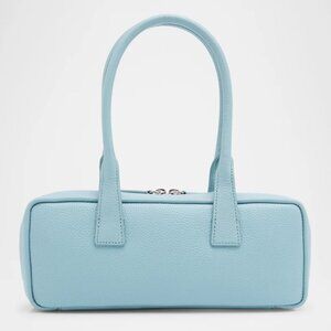 STAUD The Dude Zip Leather Shoulder Bag in Blue Mist, NWT